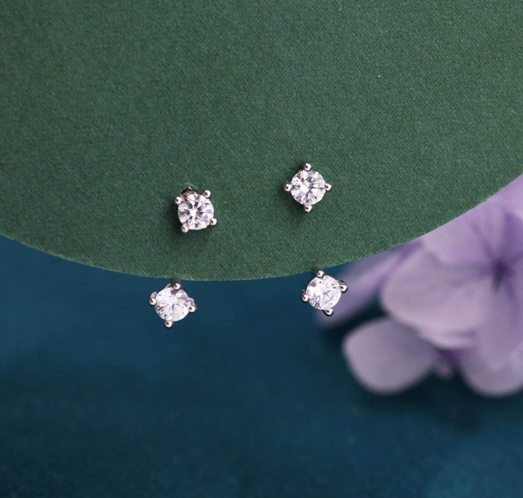 Double CZ Ear Jacket in Sterling Silver, Silver or Gold, Front and Back Earrings, Two Part Earrings