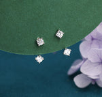 Double CZ Ear Jacket in Sterling Silver, Silver or Gold, Front and Back Earrings, Two Part Earrings