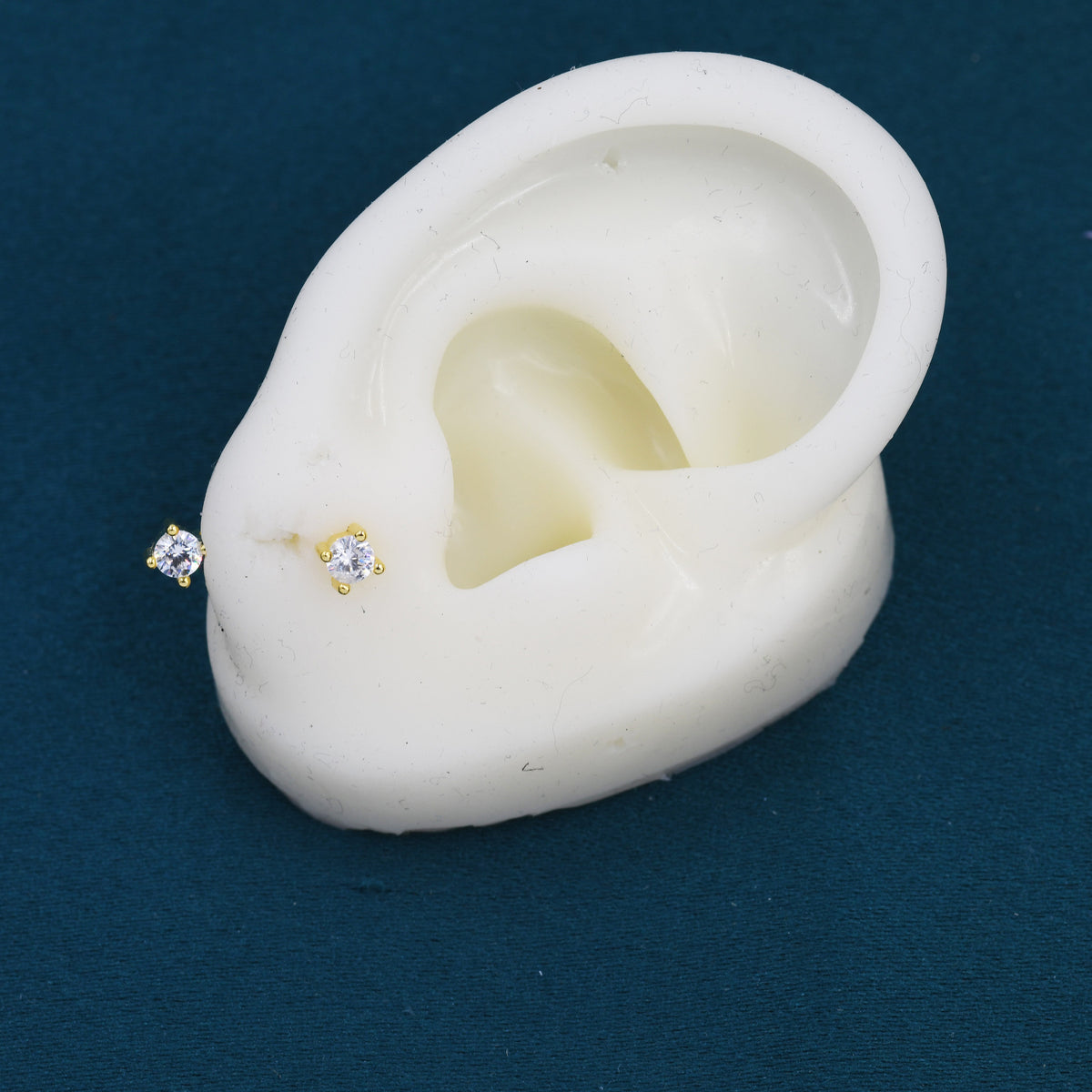 Double CZ Ear Jacket in Sterling Silver, Silver or Gold, Front and Back Earrings, Two Part Earrings