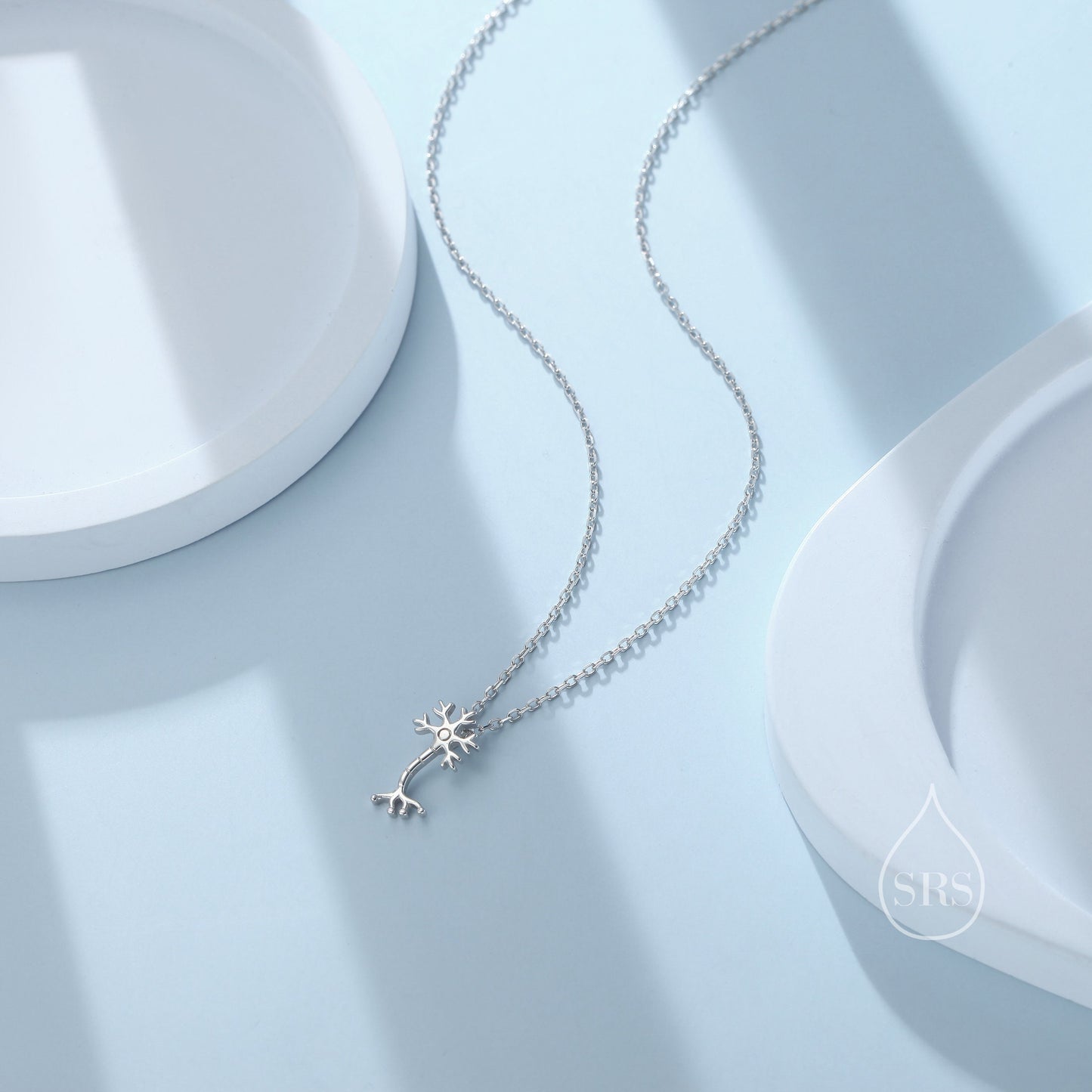 Tiny Neurone Cell Pendant Necklace in Sterling Silver, Tiny Neurone Cell Necklace, Science Inspired Necklace