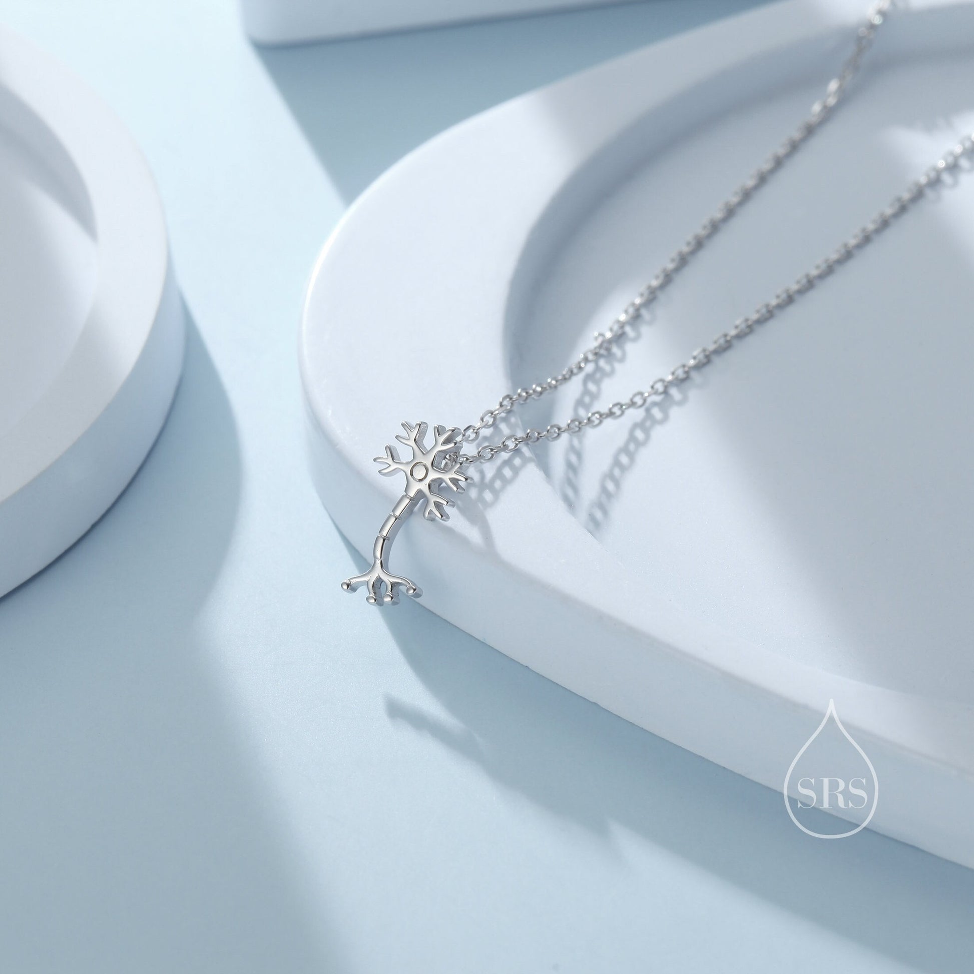 Tiny Neurone Cell Pendant Necklace in Sterling Silver, Tiny Neurone Cell Necklace, Science Inspired Necklace