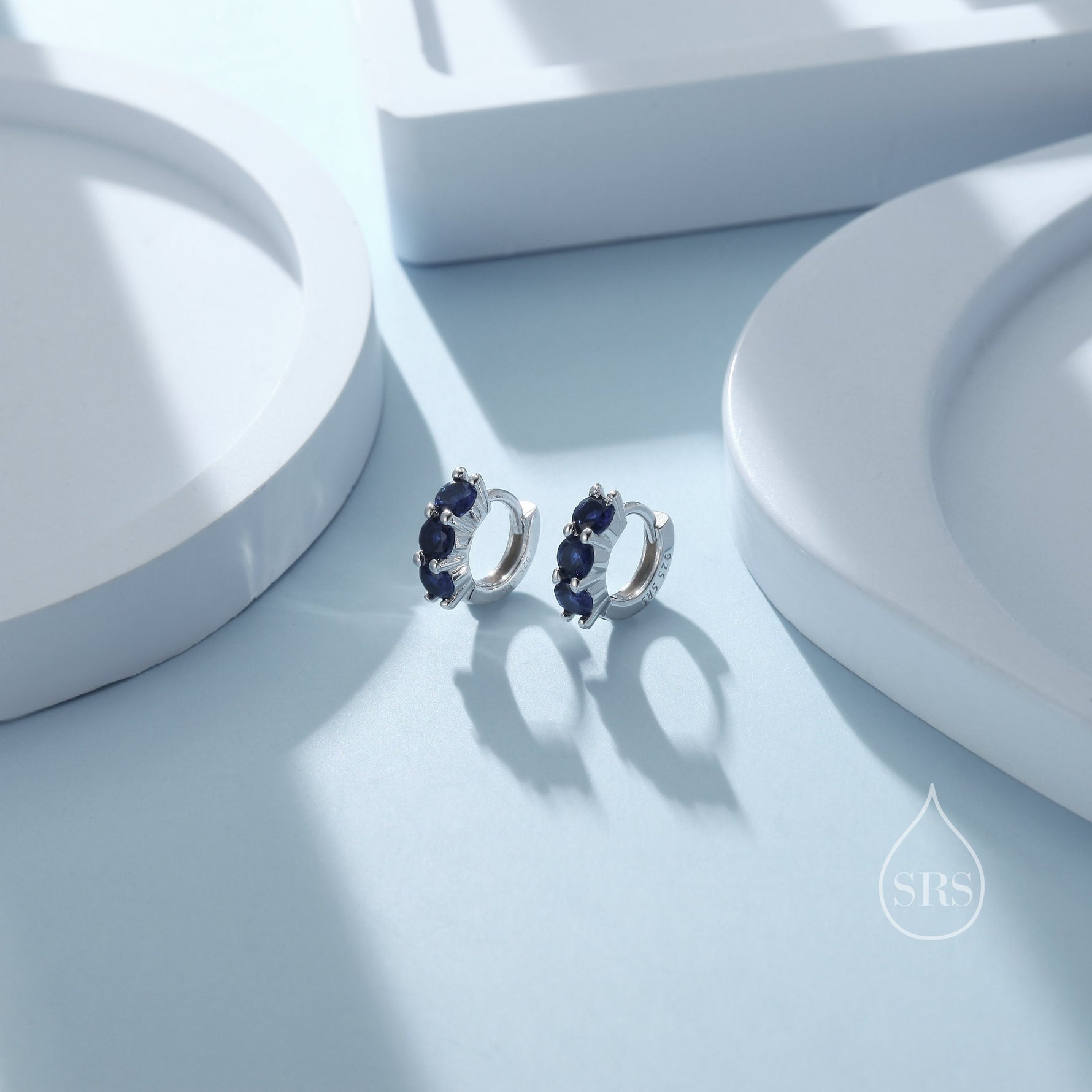 Tiny 6mm Huggie Hoop Earrings in Sterling Silver, Silver or Gold, 4mm Geometric Hoop Earrings, Green, Blue, Purple, Rainbow or Clear CZ