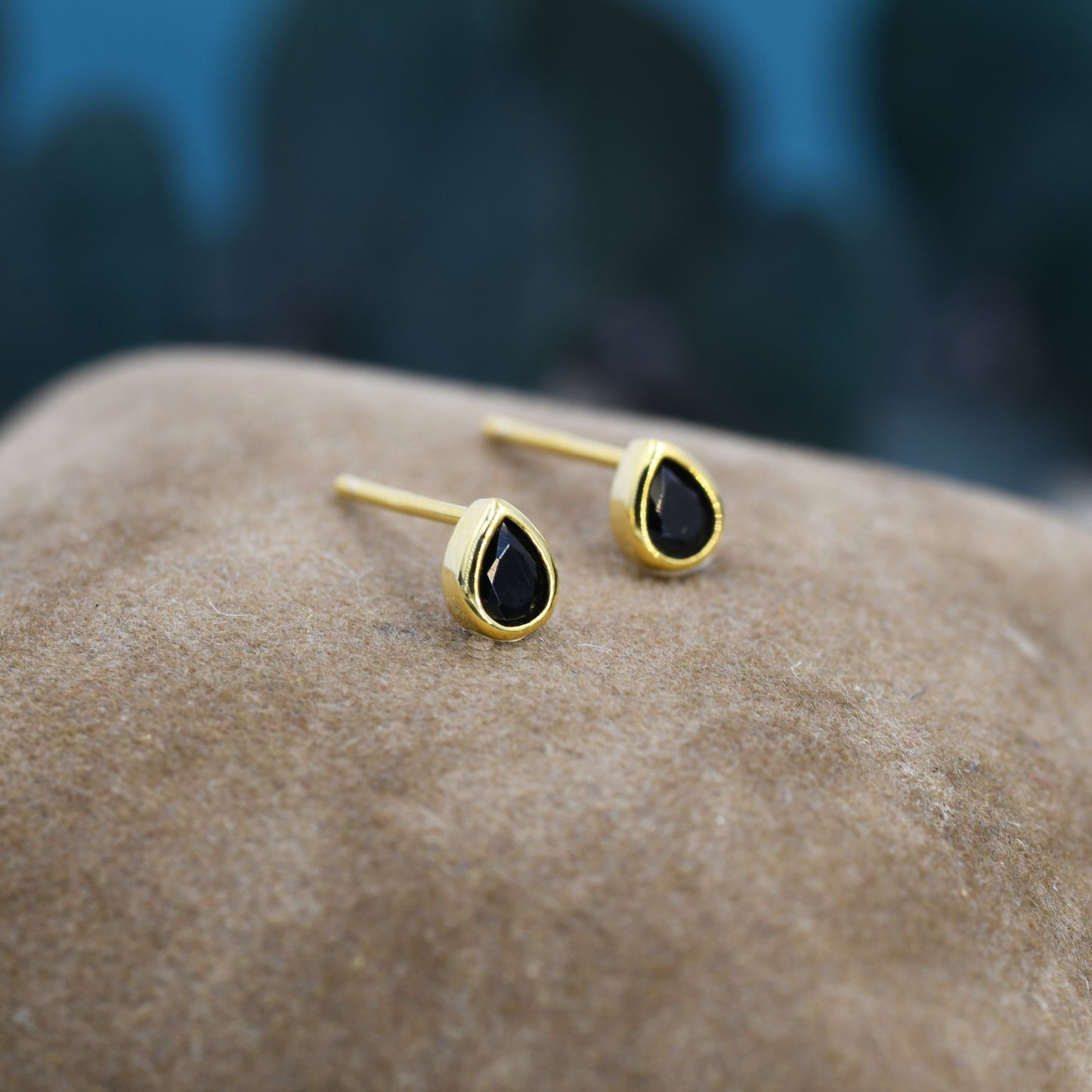 Extra Tiny CZ Droplet Stud Earrings in Sterling Silver, Silver or Gold, 5 colors