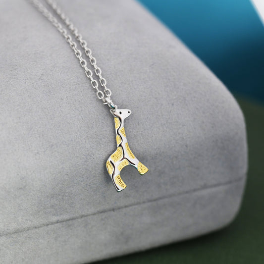 Tiny Giraffe Necklace in Sterling Silver,   Adjustable 16'' - 18'' - Cute Quirky and Fun Jewellery, Giraffe Pendant Necklace