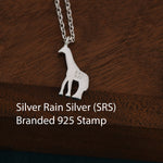 Very Small Giraffe Necklace in Sterling Silver, Adjustable 16'' - 18''; - Cute Quirky and Fun Jewellery, Giraffe Pendant Necklace