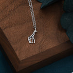 Very Small Giraffe Necklace in Sterling Silver, Adjustable 16'' - 18''; - Cute Quirky and Fun Jewellery, Giraffe Pendant Necklace
