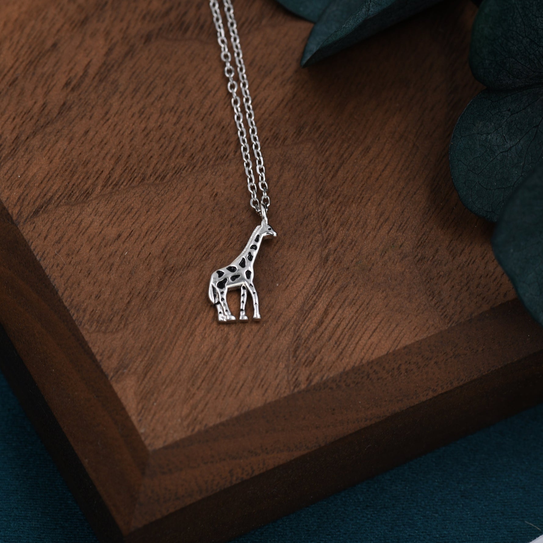 Very Small Giraffe Necklace in Sterling Silver, Adjustable 16'' - 18''; - Cute Quirky and Fun Jewellery, Giraffe Pendant Necklace