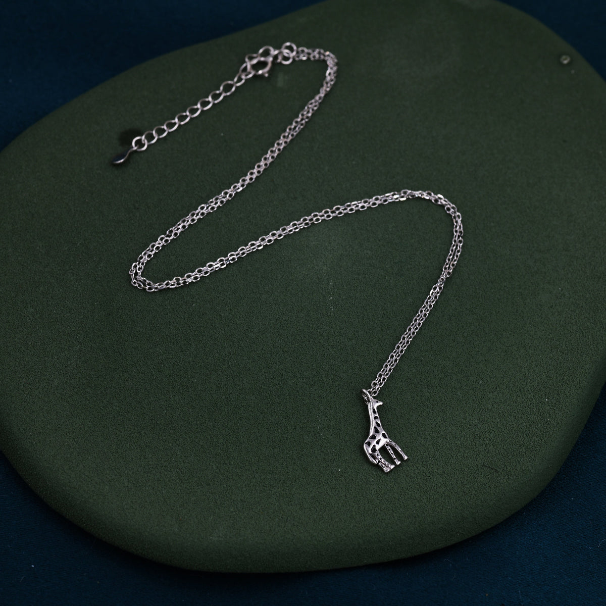 Very Small Giraffe Necklace in Sterling Silver, Adjustable 16'' - 18''; - Cute Quirky and Fun Jewellery, Giraffe Pendant Necklace