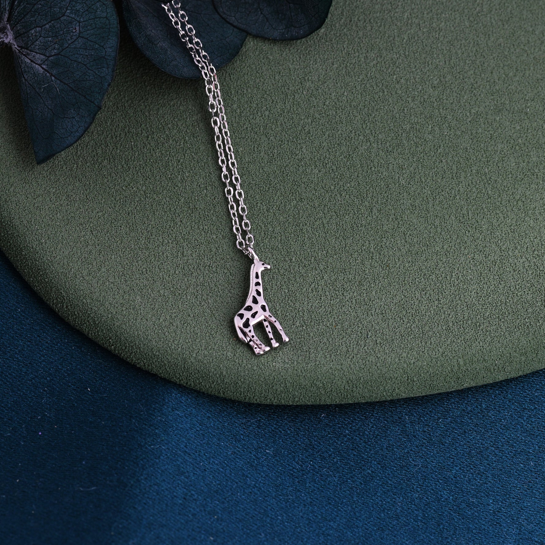 Very Small Giraffe Necklace in Sterling Silver, Adjustable 16'' - 18''; - Cute Quirky and Fun Jewellery, Giraffe Pendant Necklace