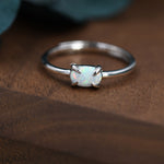 Clawed Fire Opal Oval Ring in Sterling Silver, Adjustable Size Opal Ring, Prong Set, Lab Opal Stone Ring, Opal Ring, Delicate Stacking Ring