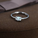 Clawed Fire Opal Oval Ring in Sterling Silver, Adjustable Size Opal Ring, Prong Set, Lab Opal Stone Ring, Opal Ring, Delicate Stacking Ring
