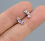 Tiny Purple Opal Trio Stud Earrings in Sterling Silver, Silver or Gold, Curved Bar Three Opal Earrings, Opal Stud, Small Opal Earrings