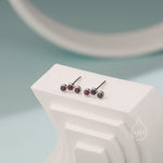 Tiny Black Opal Trio Stud Earrings in Sterling Silver, Silver or Gold, Curved Bar Three Opal Earrings, Opal Stud, Small Opal Earrings