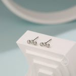 Tiny White Opal Trio Stud Earrings in Sterling Silver, Silver or Gold, Curved Bar Three Opal Earrings, Opal Stud, Small Opal Earrings