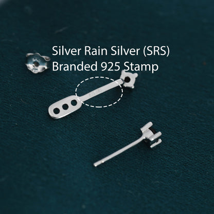 Double CZ Ear Jacket in Sterling Silver, Two Way Earrings, Silver or Gold, Front and Back Earrings, Two Part Earrings