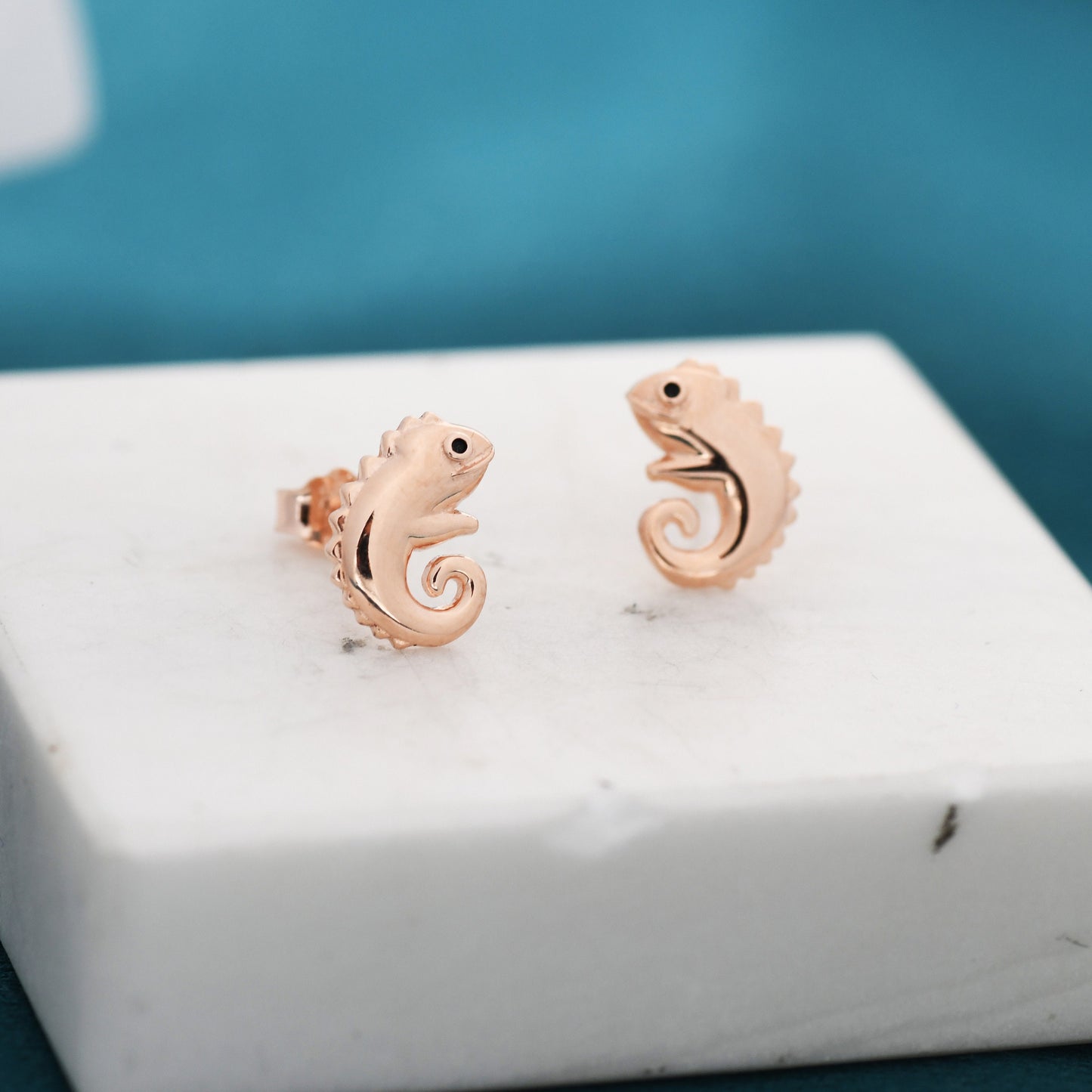 Chameleon Stud Earrings in Sterling Silver, Lizard Stud, Cute Animal Earrings, Nature Inspired Earrings