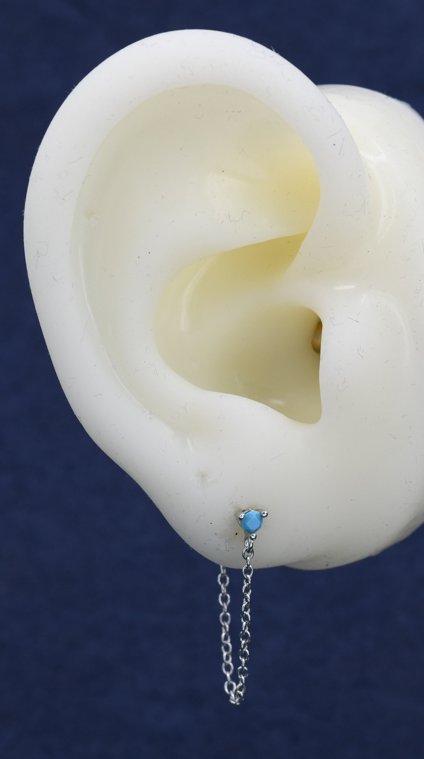 CZ and Chain Ear Jacket in Sterling Silver, Silver or Gold, Front and Back Earrings, Two Part Earrings, CZ with Linking Chain Earrings