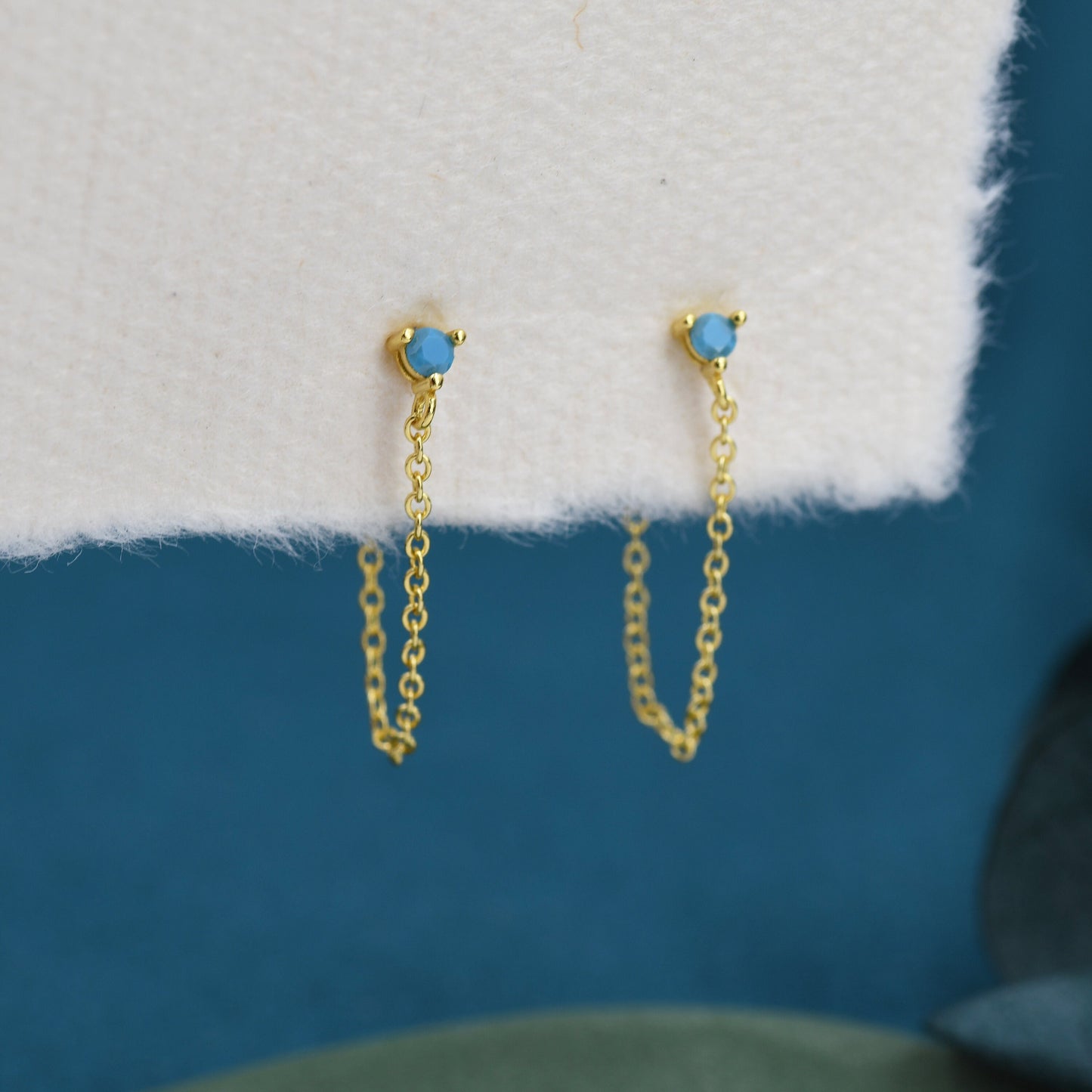 CZ and Chain Ear Jacket in Sterling Silver, Silver or Gold, Front and Back Earrings, Two Part Earrings, CZ with Linking Chain Earrings