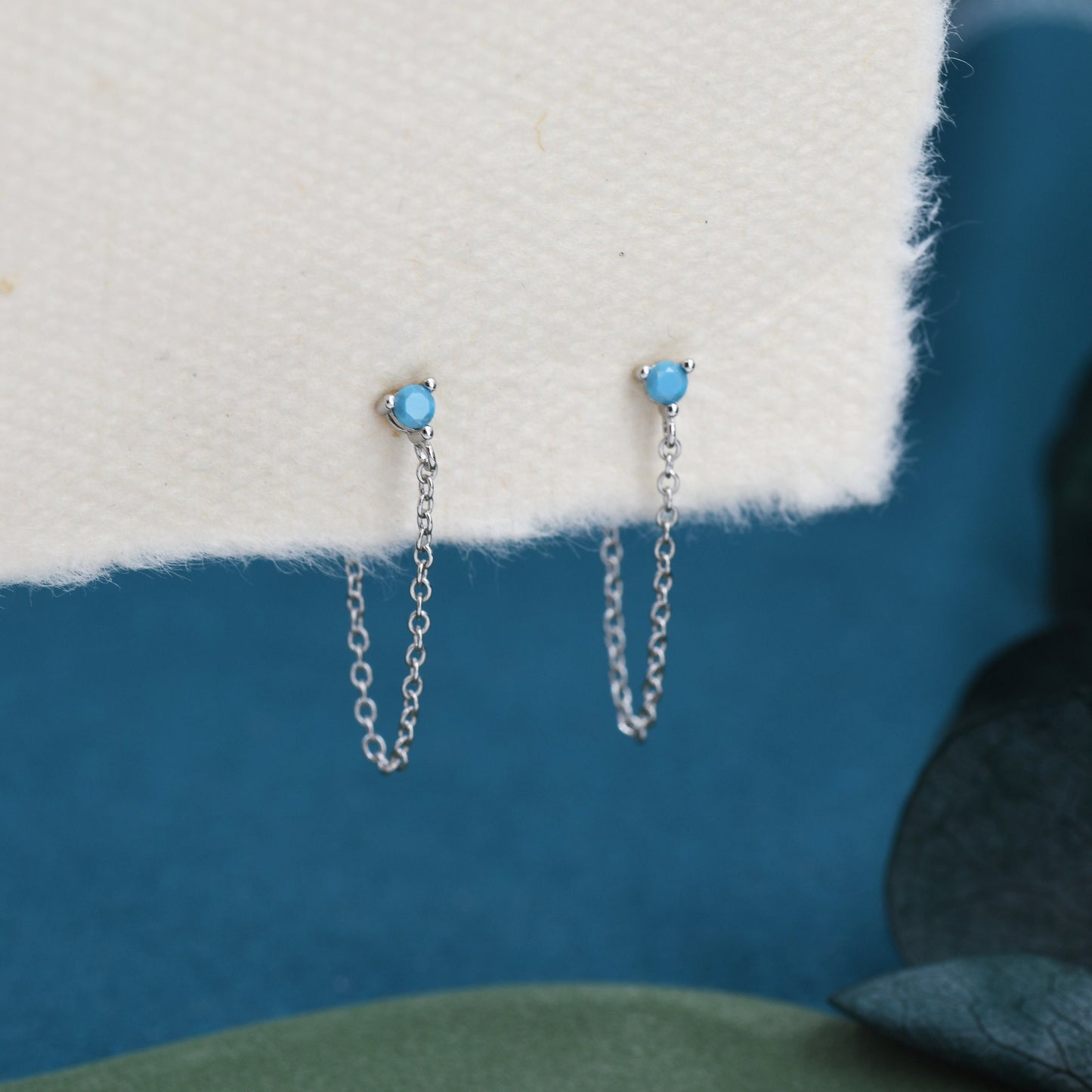 CZ and Chain Ear Jacket in Sterling Silver, Silver or Gold, Front and Back Earrings, Two Part Earrings, CZ with Linking Chain Earrings