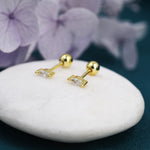 Tiny Marquise CZ Screw Back Earrings in Sterling Silver, Silver or Gold, Stacking Earrings, Barbell Earrings, Helix Earrings