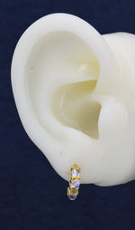Moonstone Huggie Hoops in Sterling Silver, 8mm Moonstone Hoops, Silver or Gold, Dainty Lab Moonstone Hoops Earrings, Simulated Moonstones