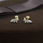 Marquise Cluster CZ Screwback Earrings in Sterling Silver, Silver or Gold, Screw Back Cluster Crystal Earrings, Screwback Earrings