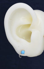 Genuine Turquoise Threader Hoop Earrings in Sterling Silver, Turquoise Dot Open Hoop Earrings, Huggie Hoop, Pull Through