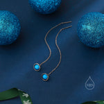 Blue Opal Planet Threader Earrings in Sterling Silver, Silver or Gold, Opal Planet Ear Threaders, 9cm long threaders