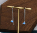 Blue Opal Planet Threader Earrings in Sterling Silver, Silver or Gold, Opal Planet Ear Threaders, 9cm long threaders