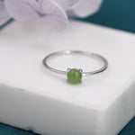 Genuine Green Jade Ring in Sterling Silver, US 5 - 8, Natural Jade Ring, Tiny Jade Ring? 4mm Jade Ring