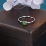 Genuine Green Jade Ring in Sterling Silver, US 5 - 8, Natural Jade Ring, Tiny Jade Ring? 4mm Jade Ring