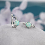 Green Opal Huggie Hoop Earrings in Sterling Silver, Silver or Gold, 5mm Opal Lever Hoops, Opal Hoops, Simulated Opal Hoops, Fire Opal Hoops