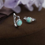 Green Opal Huggie Hoop Earrings in Sterling Silver, Silver or Gold, 5mm Opal Lever Hoops, Opal Hoops, Simulated Opal Hoops, Fire Opal Hoops