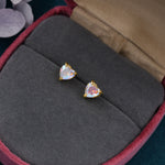 Aurora Borealis Heart Stud Earrings in Sterling Silver, Available in Three Sizes, AB CZ Heart Earrings, Aurora Colour Changing Heart Earring
