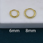 Crumbled Foil Effect Hoop Earrings, 6mm or 8mm, Silver, Gold or Rose Gold, Foil Earrings, Organic Shape Hoops, Hammered Hoops