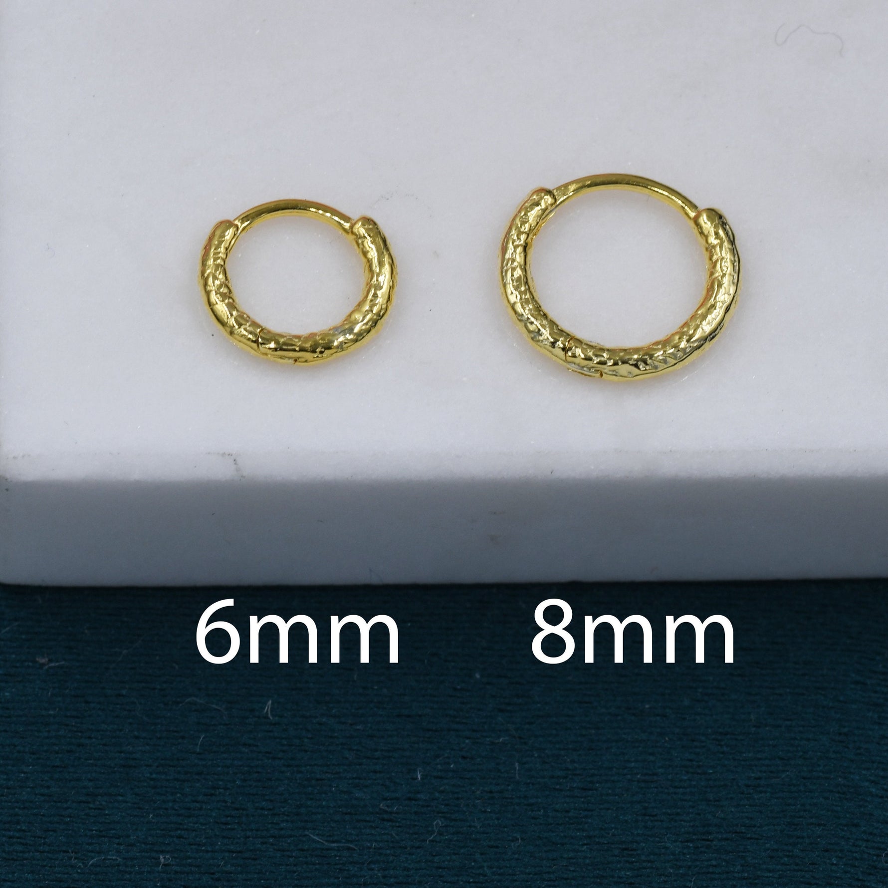 Crumbled Foil Effect Hoop Earrings, 6mm or 8mm, Silver, Gold or Rose Gold, Foil Earrings, Organic Shape Hoops, Hammered Hoops