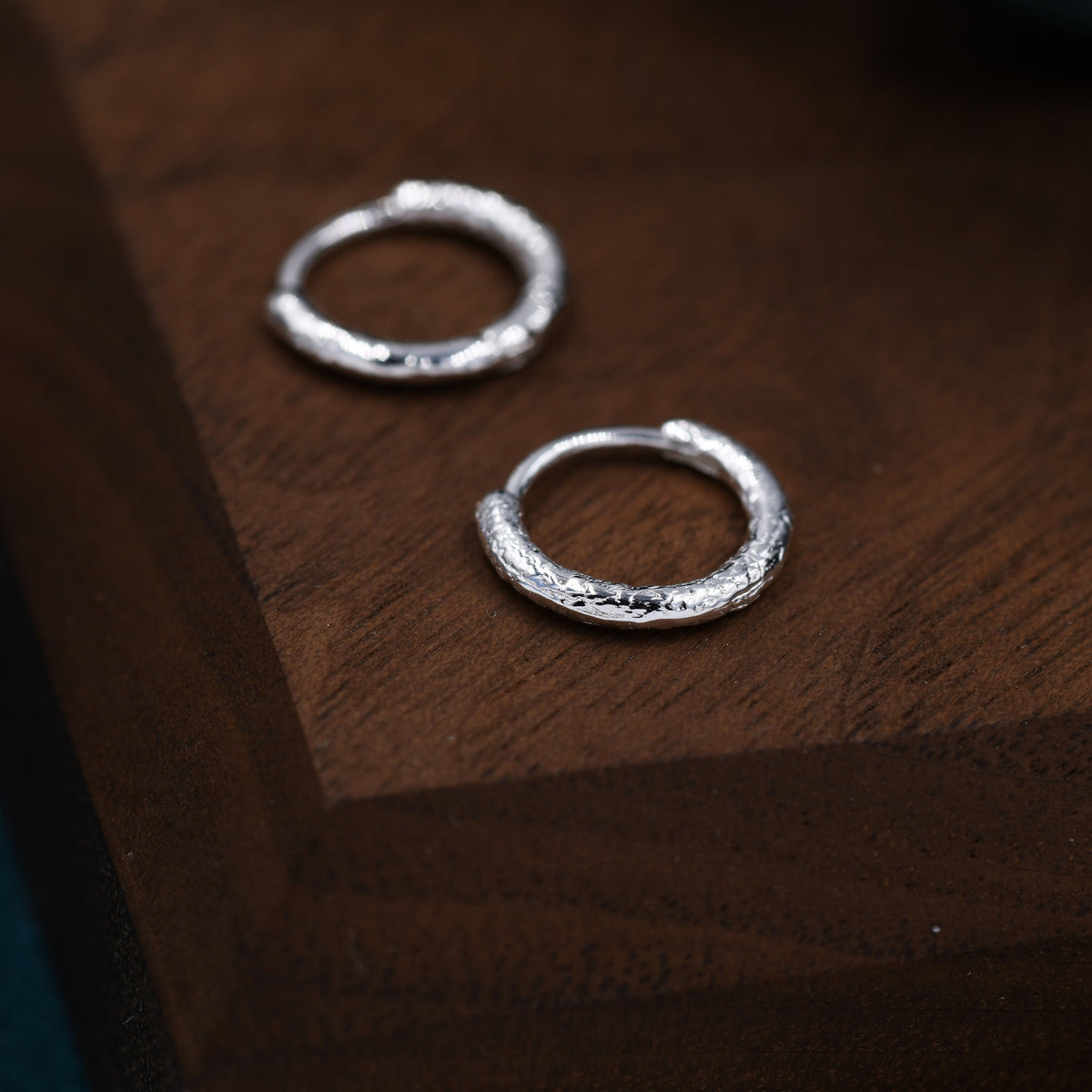 Crumbled Foil Effect Hoop Earrings, 6mm or 8mm, Silver, Gold or Rose Gold, Foil Earrings, Organic Shape Hoops, Hammered Hoops