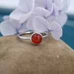 Genuine Red Onyx Ring in Sterling Silver, US 5 - 8, Natural Red Carnelian Ring, 6mm Red Carnelian Ring