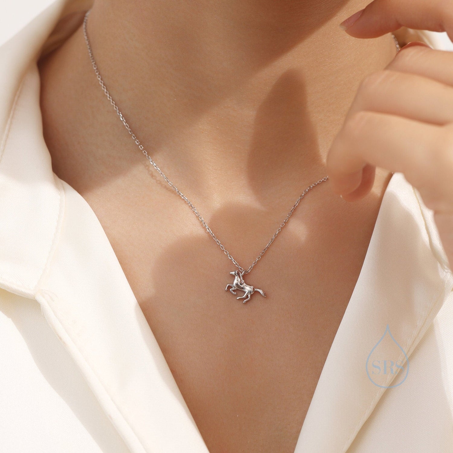 Tiny Horse Necklace in Sterling Silver,   Adjustable 16'' - 18''; - Cute Quirky and Fun Jewellery, Horse Pendant Necklace
