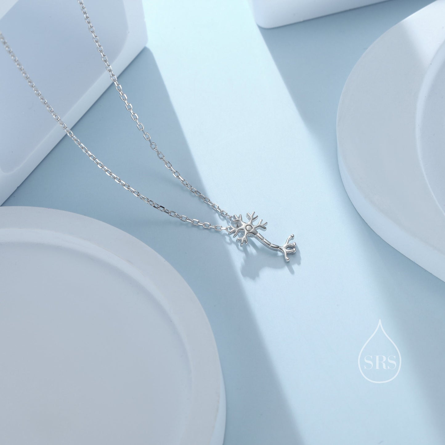 Tiny Neurone Cell Pendant Necklace in Sterling Silver, Tiny Neurone Cell Necklace, Science Inspired Necklace