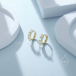 Tiny 6mm Huggie Hoop Earrings in Sterling Silver, Silver or Gold, 4mm Geometric Hoop Earrings, Green, Blue, Purple, Rainbow or Clear CZ