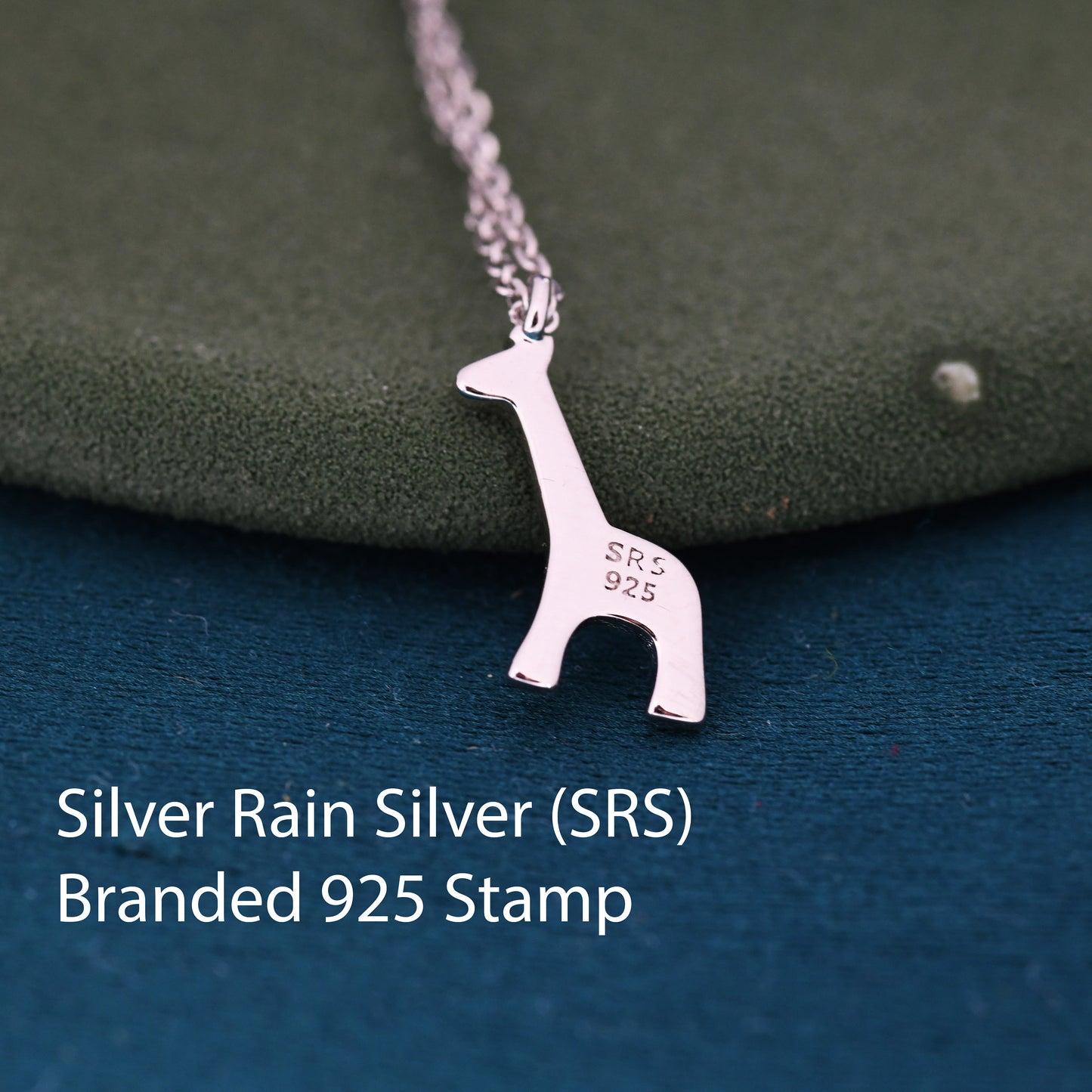 Tiny Giraffe Necklace in Sterling Silver, Adjustable 16'' 18