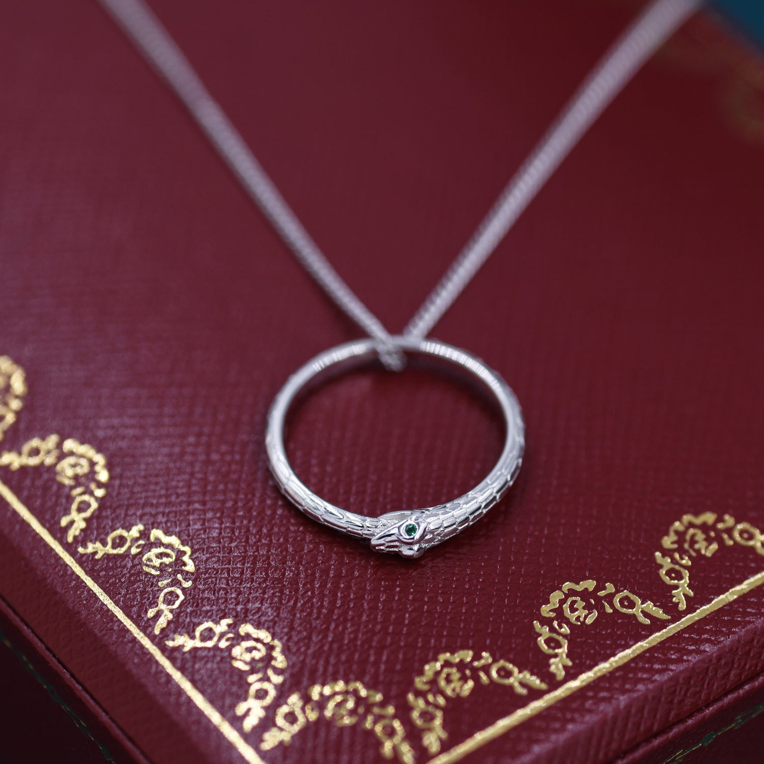 Sterling Silver Ouroboros Snake Ring Pendant Necklace, Eternity Ring in Sterling Silver with a Chain, Snake Necklace, Small Snake Necklace