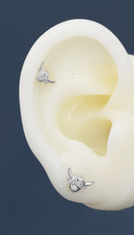 Tiny Highland Cow 18G Screw Back Earrings in Sterling Silver, Animal Earrings