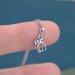 Very Small Giraffe Necklace in Sterling Silver, Adjustable 16'' - 18''; - Cute Quirky and Fun Jewellery, Giraffe Pendant Necklace