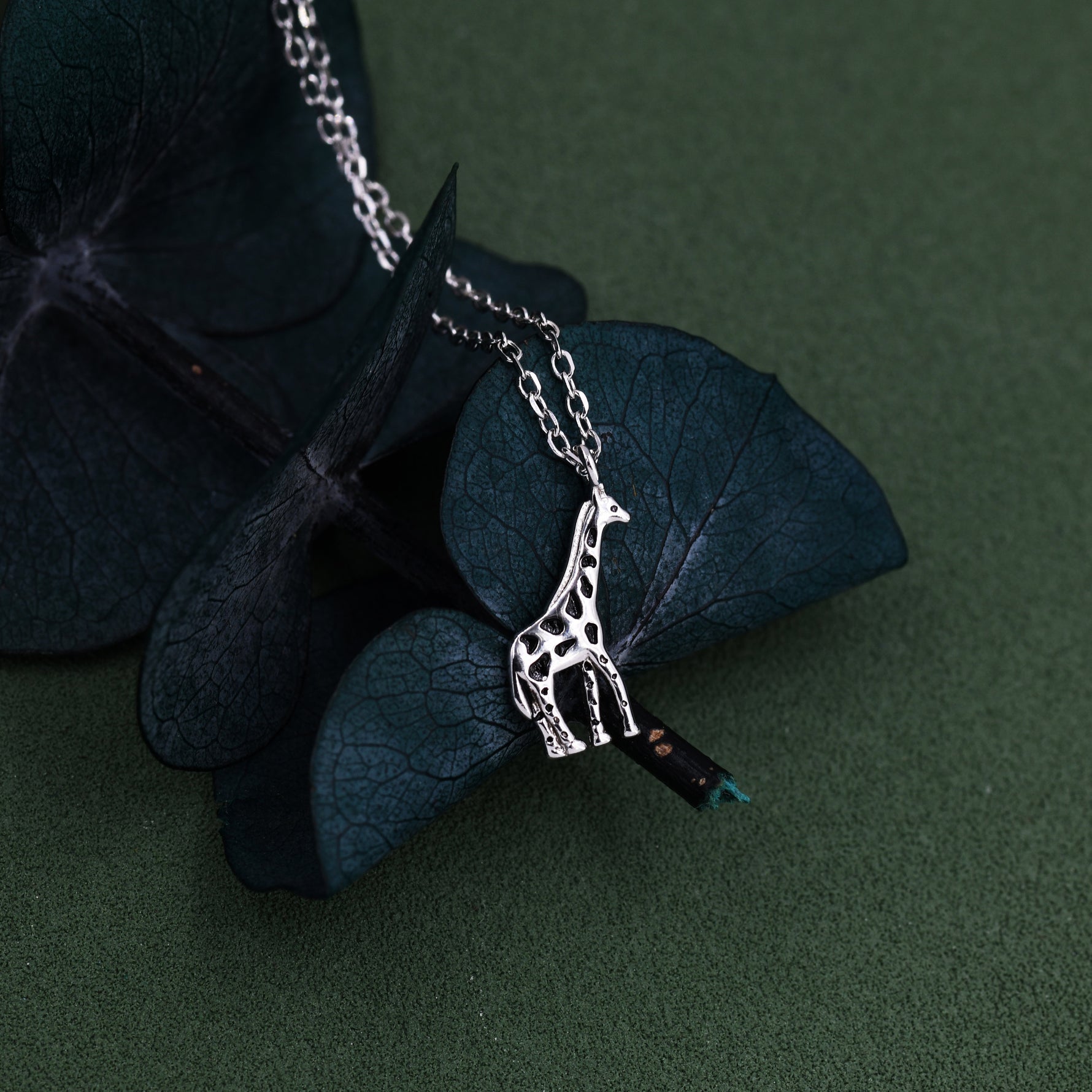Very Small Giraffe Necklace in Sterling Silver, Adjustable 16'' - 18''; - Cute Quirky and Fun Jewellery, Giraffe Pendant Necklace
