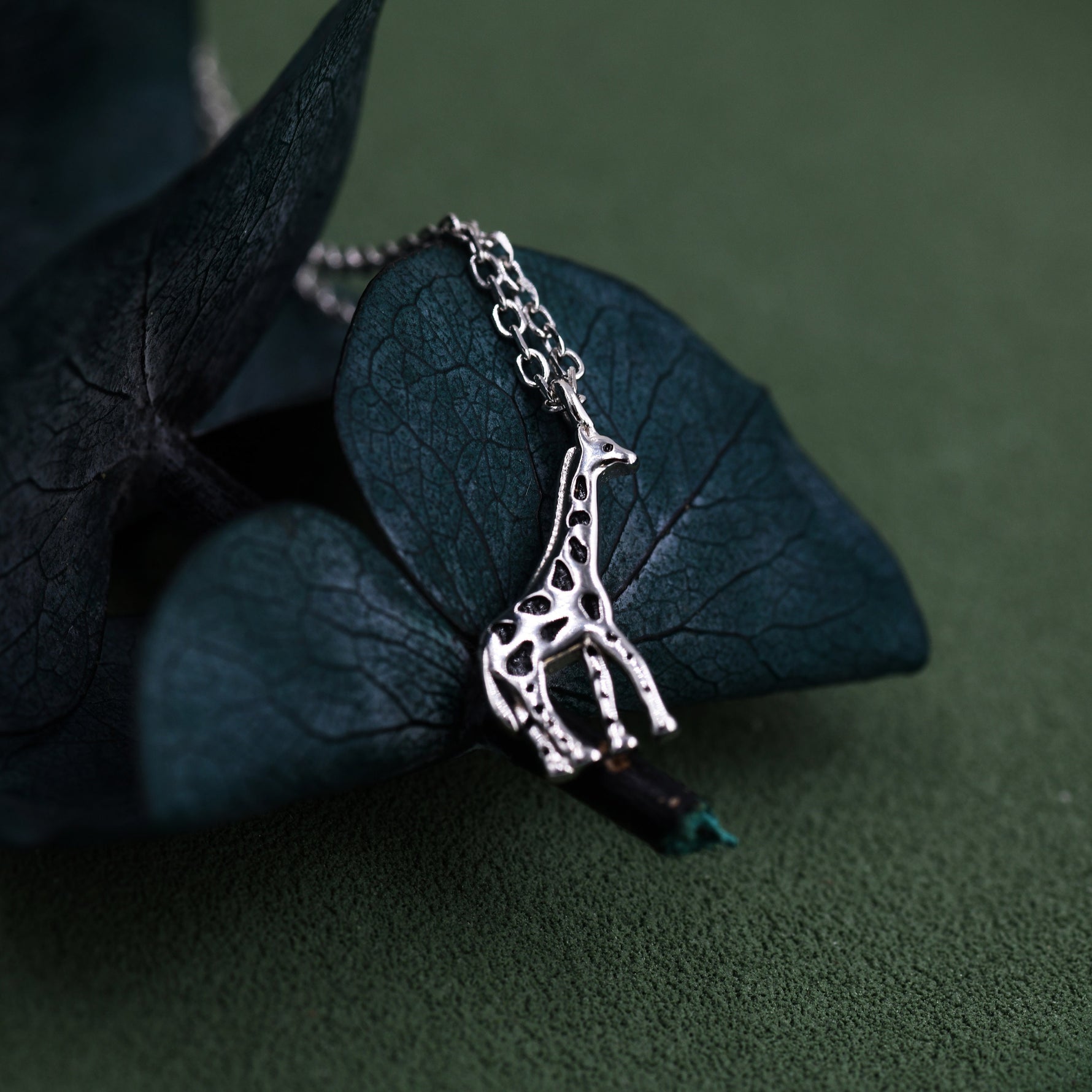 Very Small Giraffe Necklace in Sterling Silver, Adjustable 16'' - 18''; - Cute Quirky and Fun Jewellery, Giraffe Pendant Necklace
