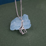 Very Small Giraffe Necklace in Sterling Silver, Adjustable 16'' - 18''; - Cute Quirky and Fun Jewellery, Giraffe Pendant Necklace