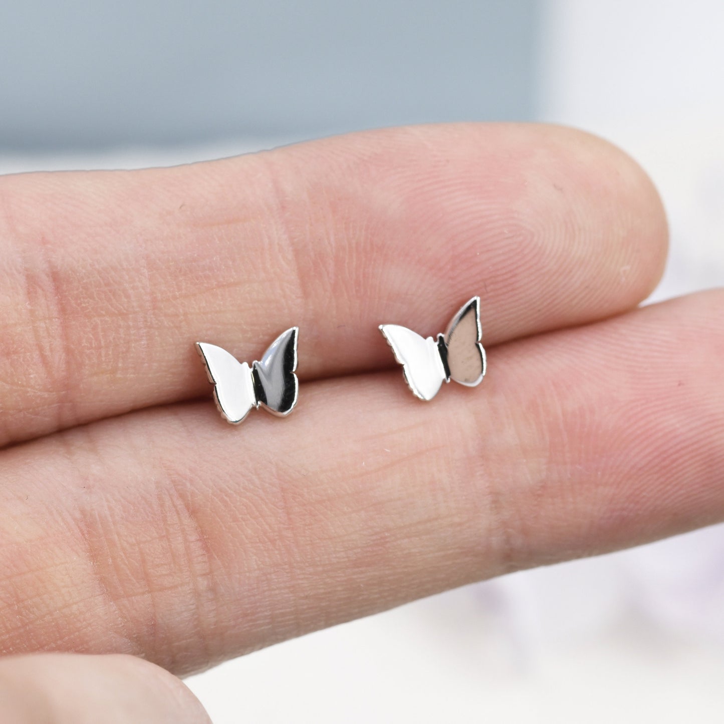 Small Pair Butterfly Stud Earrings in Sterling Silver, Silver, Gold or Rose Gold, Butterfly Earrings, Animal Earrings, Butterfly Earrings