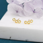 Tiny White Opal Trio Stud Earrings in Sterling Silver, Silver or Gold, Curved Bar Three Opal Earrings, Opal Stud, Small Opal Earrings